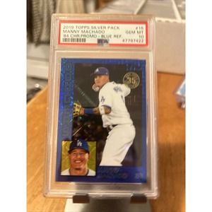 2019 Topps Silver Pack #T84-15 MANNY MACHADO Blue MOJO Refractor #/150 PSA 10
